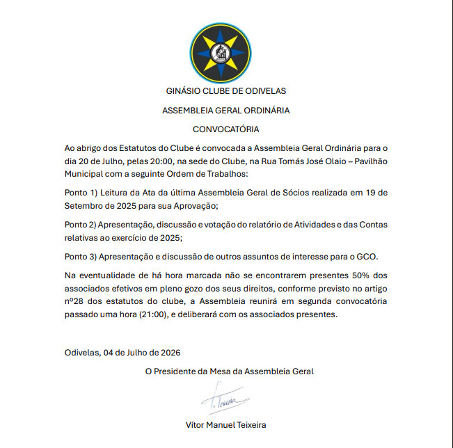 Convocatória Assembleia Geral Ordinária
