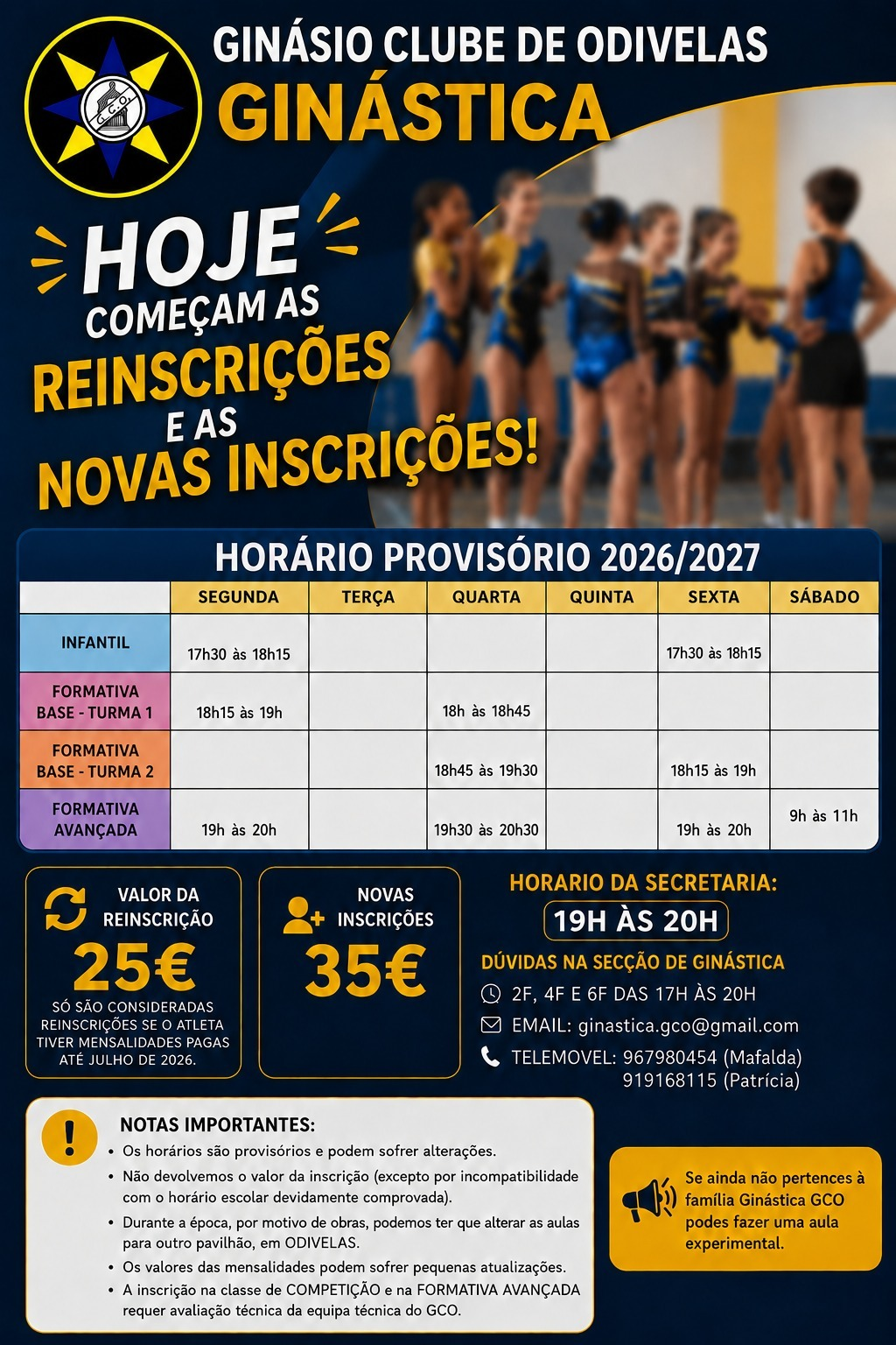 Ginásio Clube de Odivelas abre inscrições para a nova época de Ginástica